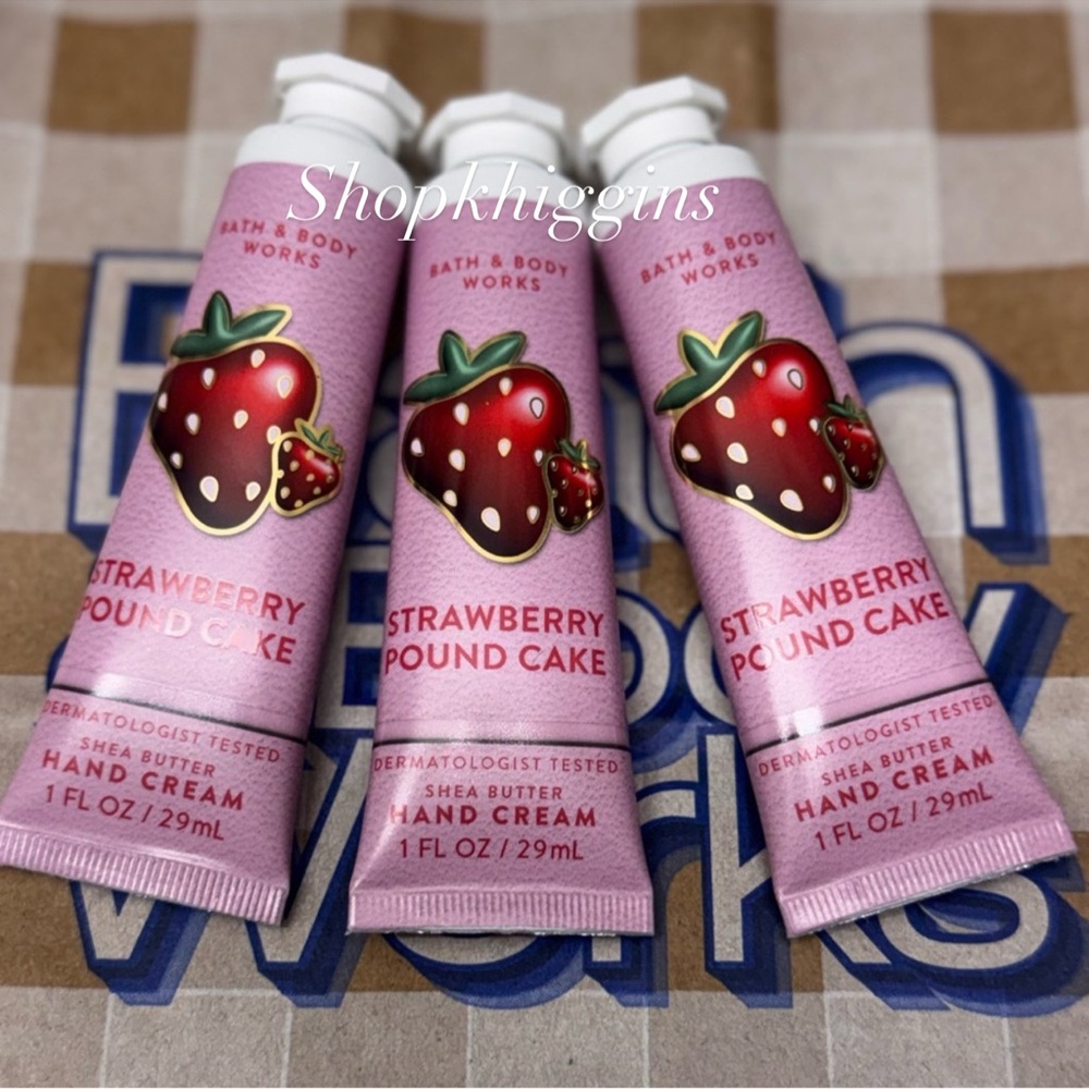 NEW B&BW(3) Strawberry Pound Cake Hand Creams 1 fl Oz each